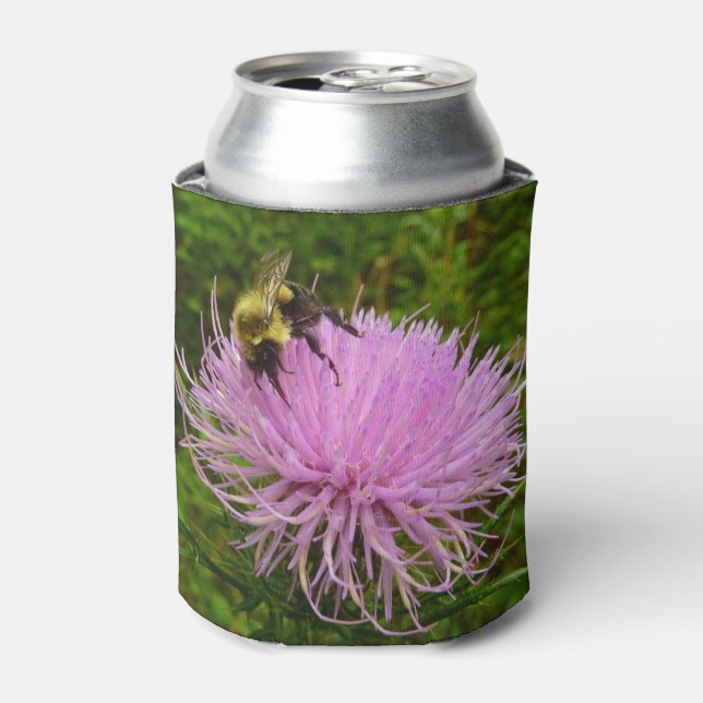 Bee on Thistle Flower Nature Can Cooler (Can Front)