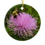 Bee on Thistle Flower Nature Ceramic Ornament