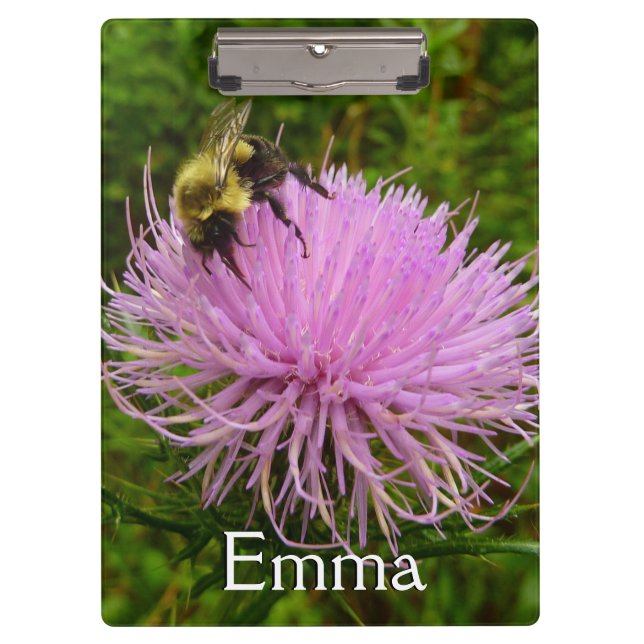Bee on Thistle Flower Nature Clipboard (Front)