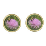 Bee on Thistle Flower Nature Cufflinks