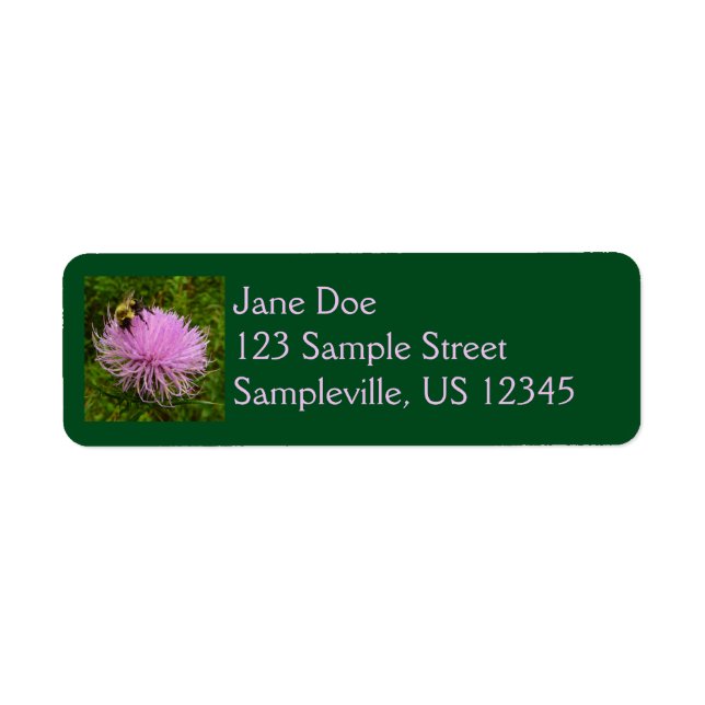 Bee on Thistle Flower Nature Label (Front)
