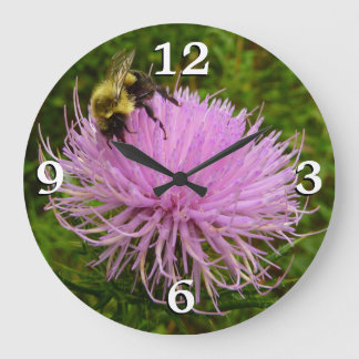 Bee on Thistle Flower Nature Large Clock