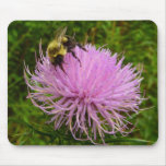 Bee on Thistle Flower Nature Mouse Pad