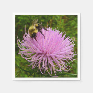 Bee on Thistle Flower Nature Napkins