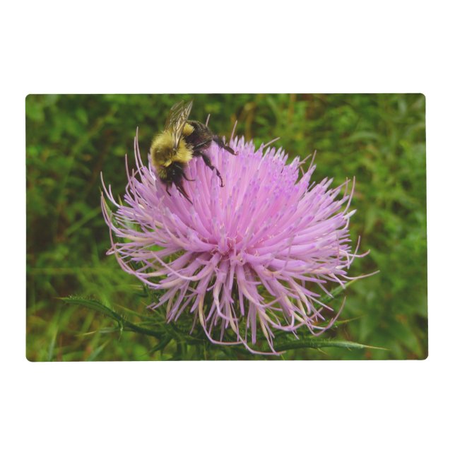 Bee on Thistle Flower Nature Placemat (Front)