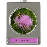 Bee on Thistle Flower Nature Silver Plated Banner Ornament