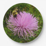 Bee on Thistle Flower Paper Plates