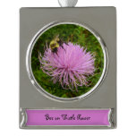 Bee on Thistle Flower Silver Plated Banner Ornament