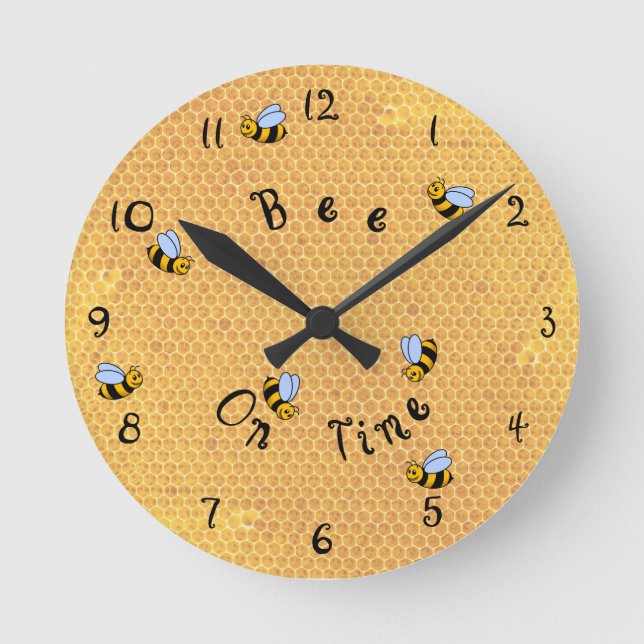 Bee On Time Round Wall Clock (Front)