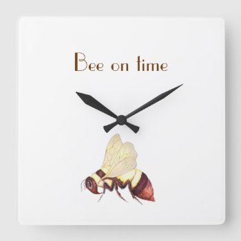 Bee On Time Square Wall Clock by aftermyart at Zazzle