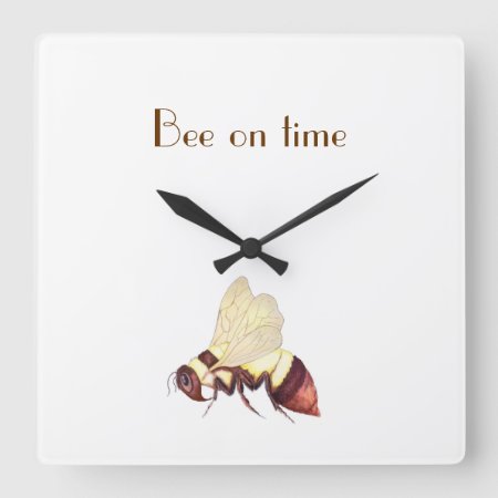 Bee On Time Square Wall Clock