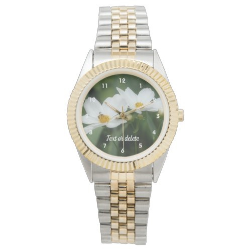 Bee On White Cosmos Flower Personalized Watch