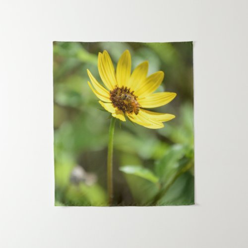 Bee on Yellow Flower 2 Photo Backdrop Tapestry