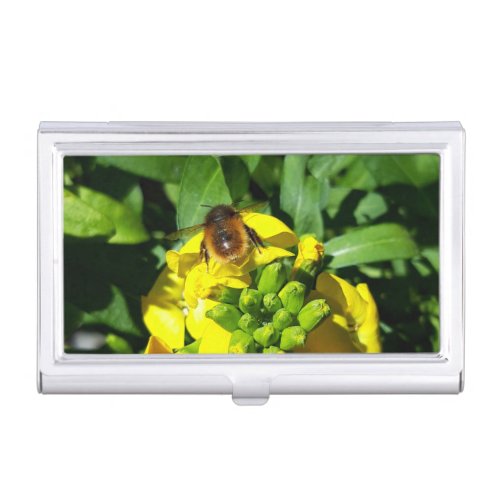 Bee on Yellow Flowers Business Card Case