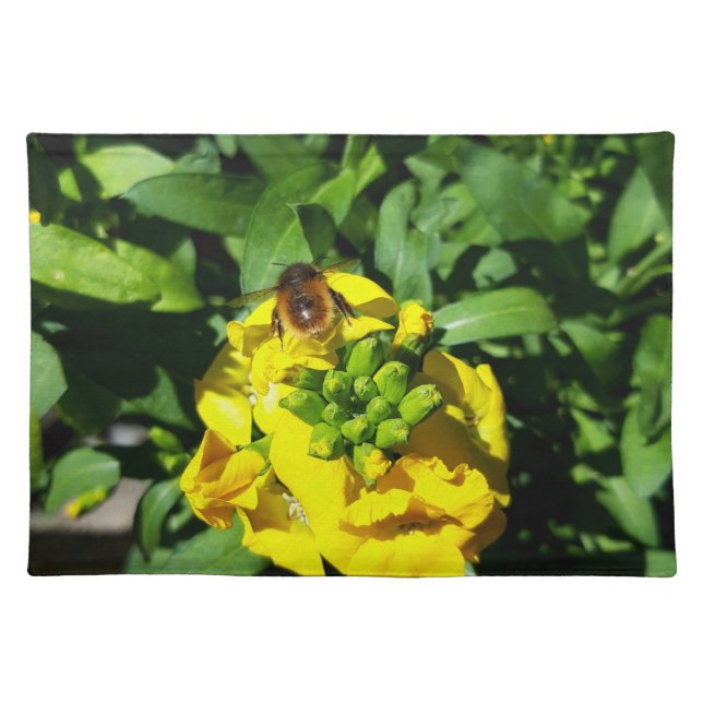 Bee on Yellow Flowers Cloth Placemat (Front)