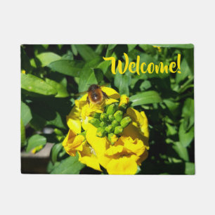 Bee on Yellow Flowers Doormat