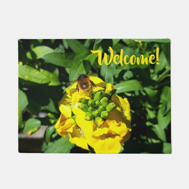 Bee on Yellow Flowers Doormat (Front)