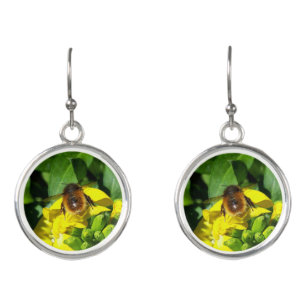 Bee on Yellow Flowers Earrings