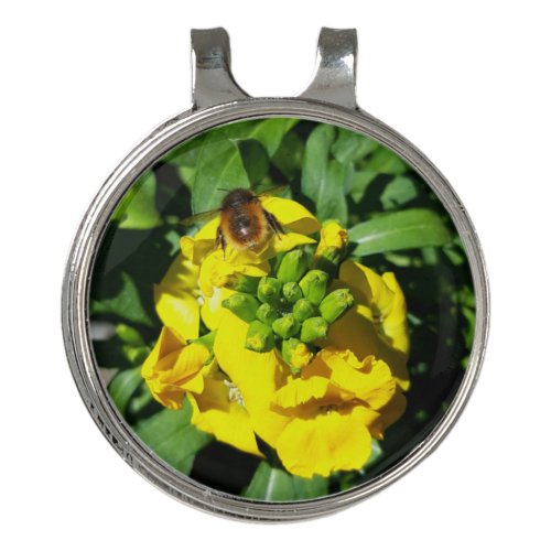 Bee on Yellow Flowers Golf Hat Clip