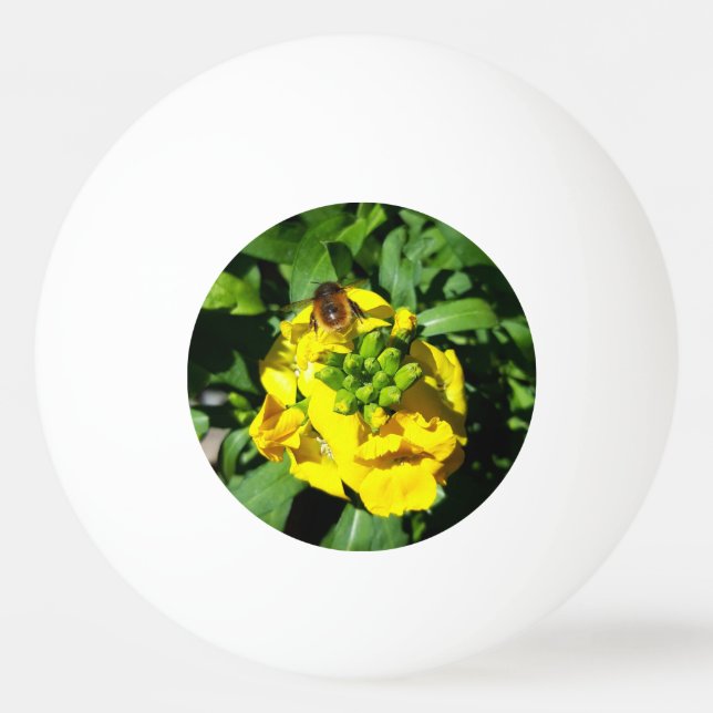 Bee on Yellow Flowers Ping Pong Ball (Front)