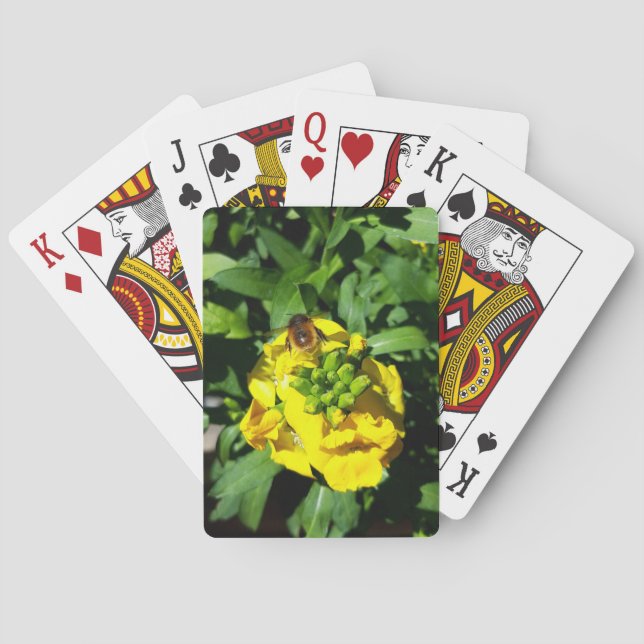 Bee on Yellow Flowers Poker Cards (Back)