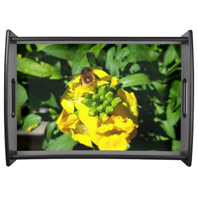 Bee on Yellow Flowers Serving Tray (Front)
