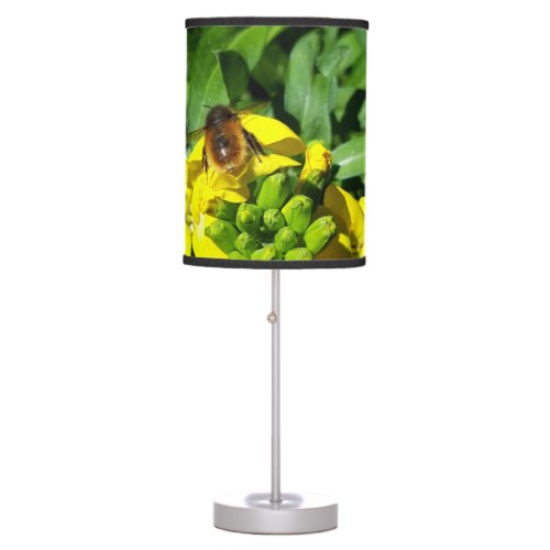 Bee on Yellow Flowers Table Lamp