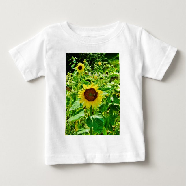 Bee on yellow Sunflower Baby T-Shirt (Front)