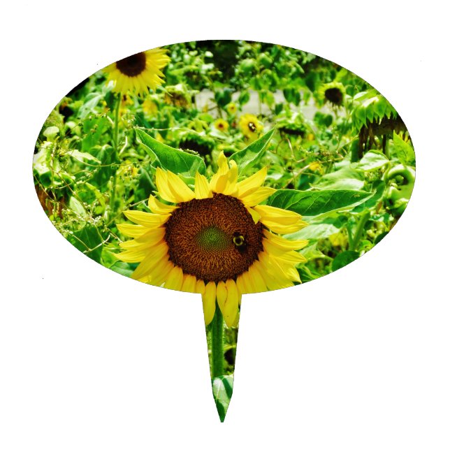 Bee on yellow Sunflower Cake Topper (Front)