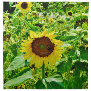 Bee on yellow Sunflower Cloth Napkin