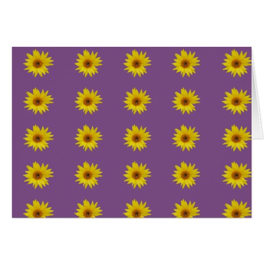 Bee on yellow sunflower pattern on purple cards (Front Horizontal)