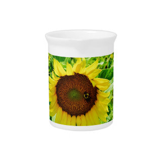 Bee on yellow Sunflower Pitcher