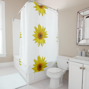 Bee on yellow sunflower shower curtain