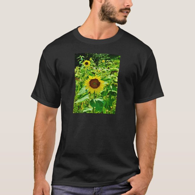 Bee on yellow Sunflower T-Shirt (Front)