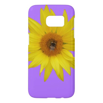 Bee on yellow sunflower with purple background samsung galaxy s7 case