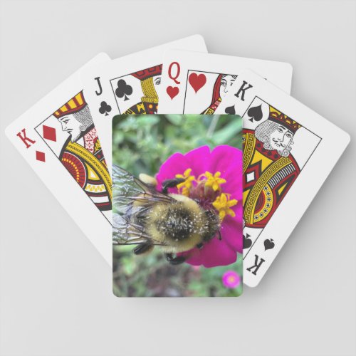 Bee on Zinnia Playing Cards