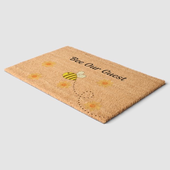 Bee Our Guest Fiber Doormat (Corner)