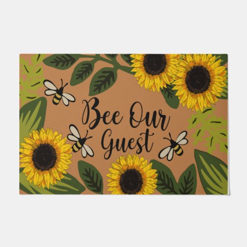 Bee Our Guest Mat Lovely Sunflower  Doormat