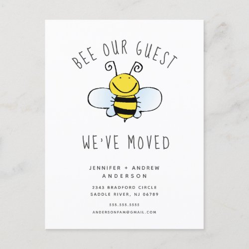 Bee Our Guest Moving Announcement Postcard