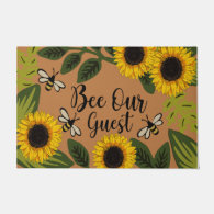 Bee Our Guest Sunflower Garden Mat, Gardener Gift Doormat
