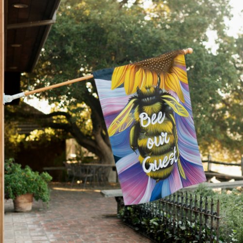 Bee Our Guest Sunflower Honeybee House Flag