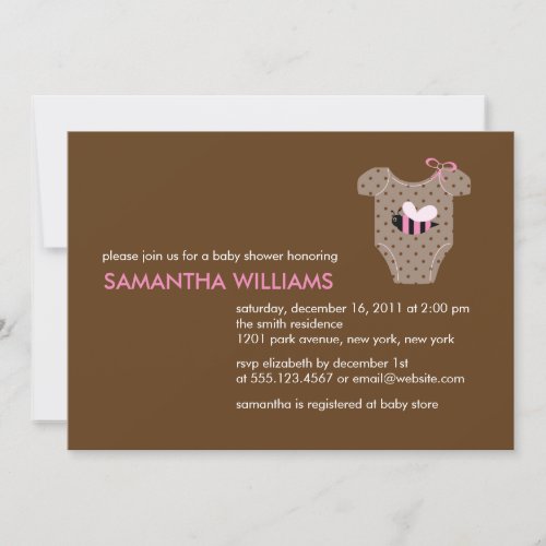 Bee Outfit Girl Baby Shower Invitation