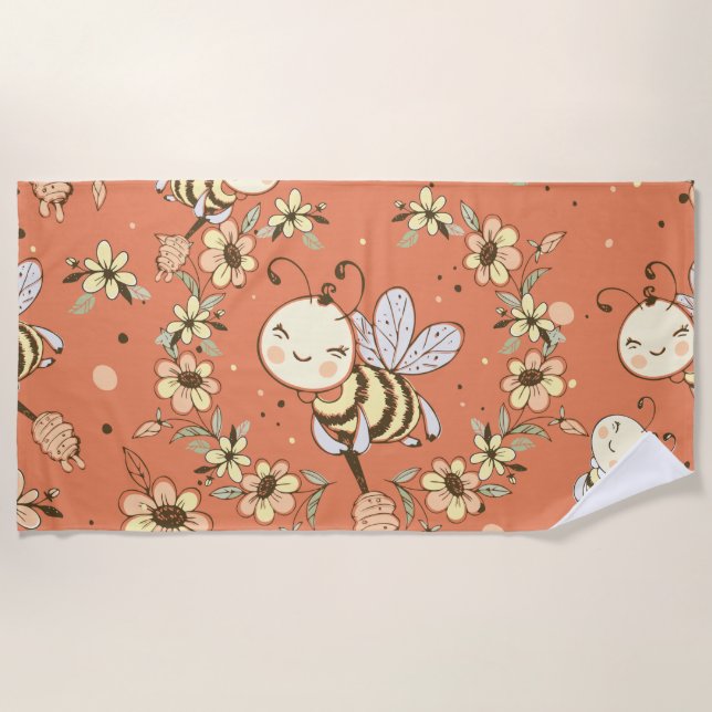 Bee Painting Beach Towel (Front)