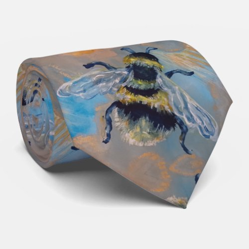bee painting neck tie