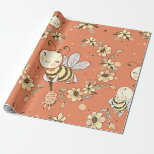 Bee Painting Wrapping Paper