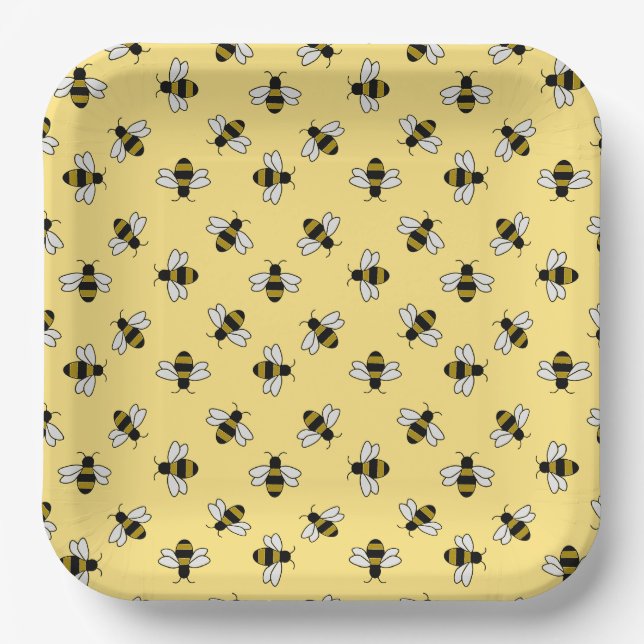 Bee Paper Plates, Honey Bee Party Plates (Front)