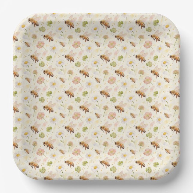 Bee Paper Plates, Honey Bee Party Tableware Plates (Front)