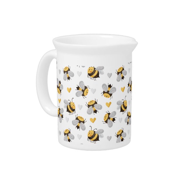 Bee Pattern Beverage Pitcher (Left)