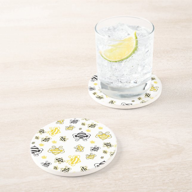 Bee Pattern Coaster | Cute Honeybee Design  (Side)