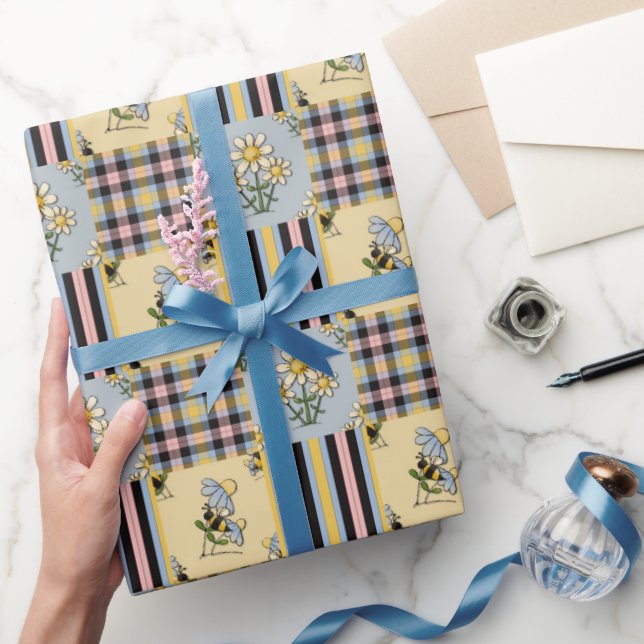 Bee Pattern glossy wrapping paper (Gifting)